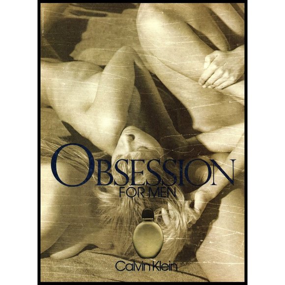 1986 Calvin Klein Obsession Men Cologne Vintage Print Ad Sexy Models Wall Art - Picture 1 of 1